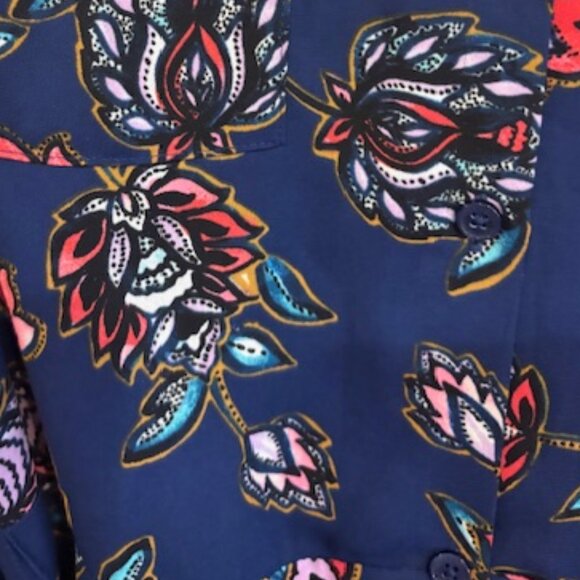 Express Navy Patterned button up Maxi dress - Sz S - Picture 4 of 4